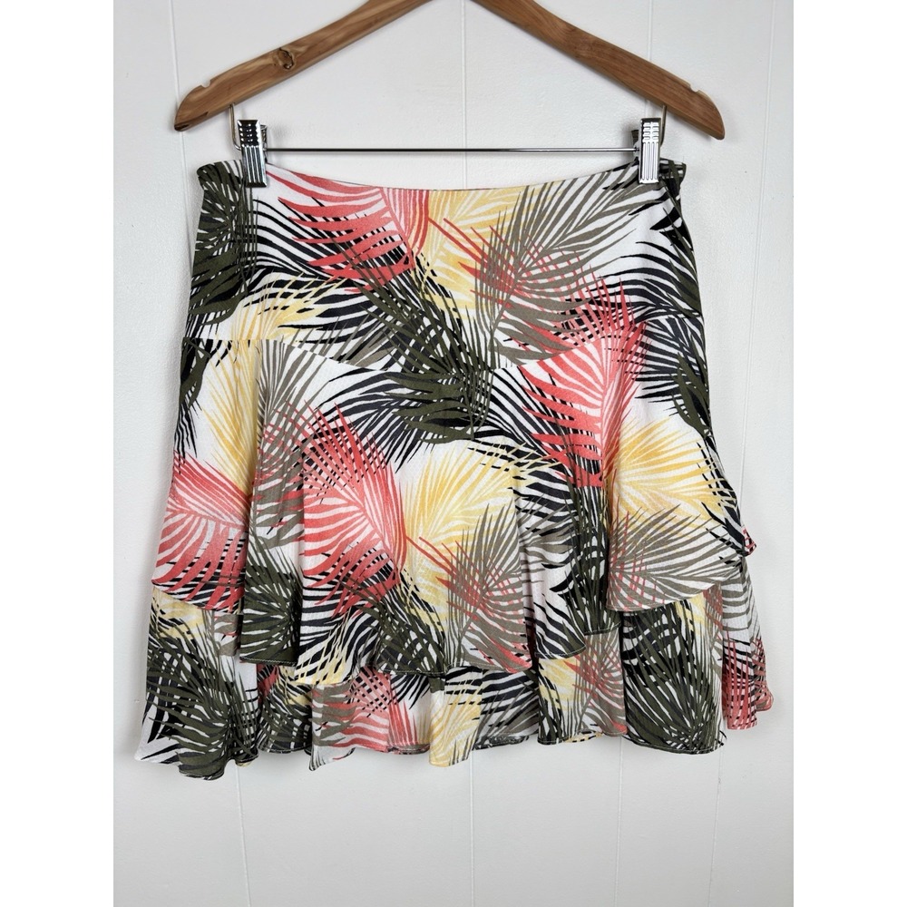 WHBM White House Black Market Women's Size‎ 10 Soft Tiered Palm Print Skirt